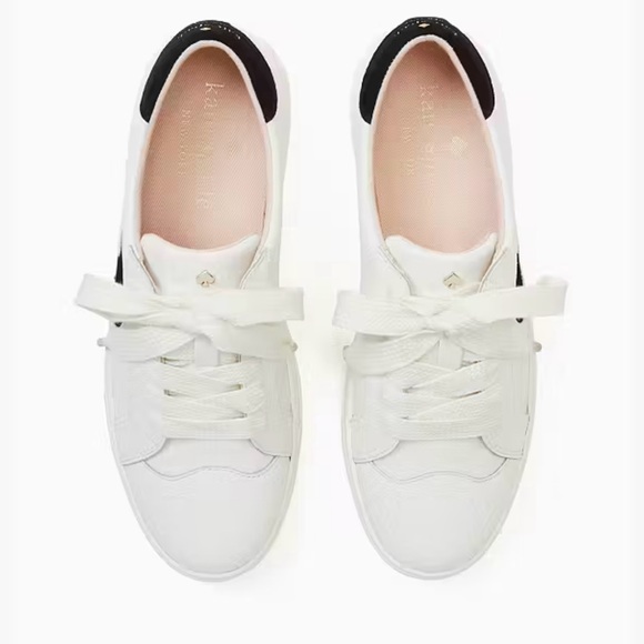 Kate Spade Fez Sneaker, Optic White/Black Sz. 9 - Picture 2 of 3